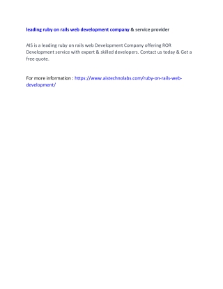 leading ruby on rails web development company & service provider