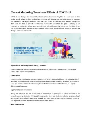 Content Marketing Trends and Effects of COVID-19