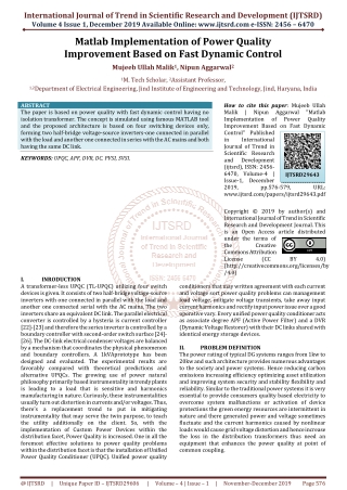 Matlab Implementation of Power Quality Improvement Based on Fast Dynamic Control