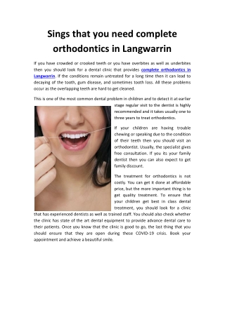 Sings that you need complete orthodontics in Langwarrin