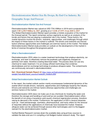 Electrodeionization Market Size By Design, By End-Use Industry, By Geographic Scope And Forecast