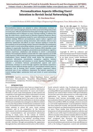 Personalization Aspects Affecting Users' Intention to Revisit Social Networking Site