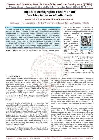 Impact of Demographic Factors on the Snacking Behavior of Individuals