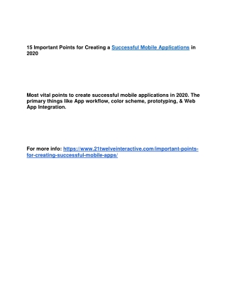 15 Important Points for Creating a Successful Mobile Applications in 2020