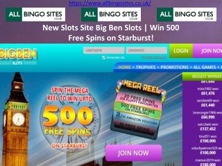 New Slots Site Big Ben Slots Win 500 Free Spins on Starburst