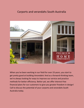 Carports and verandahs South Australia