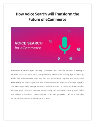 How Voice Search will Transform the Future of eCommerce