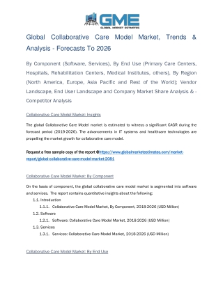 Global Collaborative Care Model Market, Trends & Analysis - Forecasts To 2026