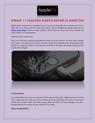 iPhone 11 Cracked Screen Repair in Hamilton