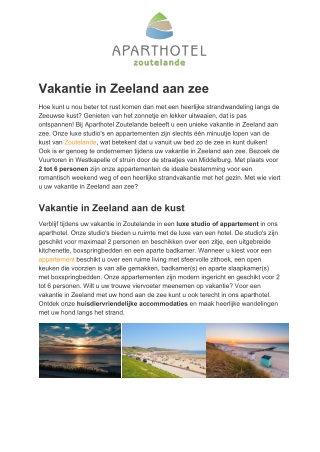 Aparthotel Zoutelande - Vakantie Zeeland aan zee