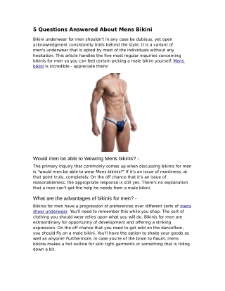 5 Questions Answered About Mens Bikini