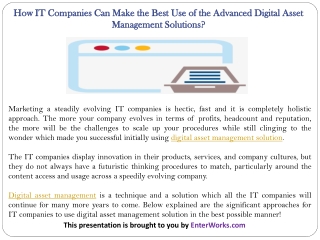 How IT Companies Can Make the Best Use of the Advanced Digital Asset Management Solutions?