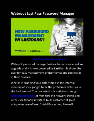 Webroot Last Pass Password Manager
