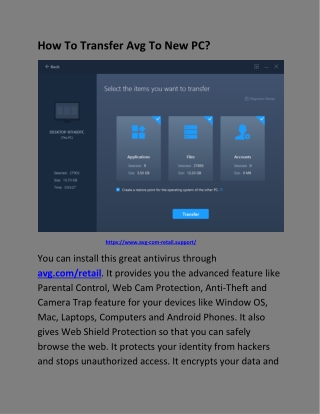 How To Transfer Avg To New PC?