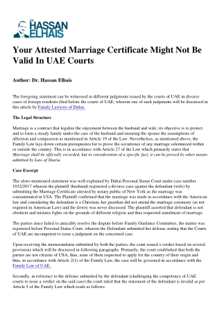 Your Attested Marriage Certificate Might Not Be Valid In UAE Courts