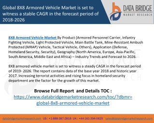 Global 8X8 Armored Vehicle Market – Industry Trends and Forecast to 2026