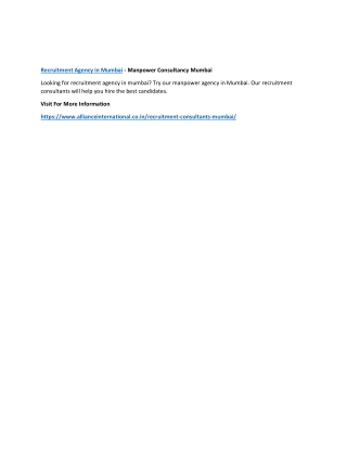 Recruitment Agency in Mumbai - Manpower Consultancy Mumbai