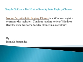 Simple Guidance For Norton Security Suite Registry Cleaner