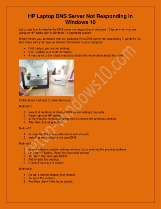 HP Laptop DNS Server Not Responding On Windows 10