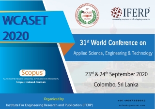 31st World Conference on Applied Science Engineering & Technology