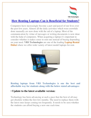 How Renting Laptops Can be Beneficial for Students?