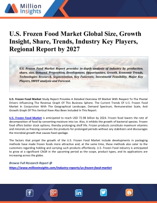 U.S. Frozen Food Market - Growth, Trends, And Forecast (2020 - 2025)