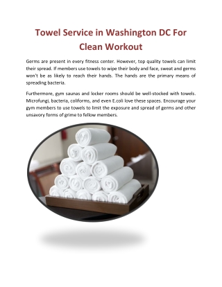 Towel Service in Washington DC For Clean Workout
