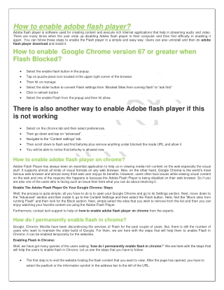 How to enable adobe flash player?