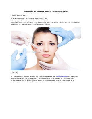 Experience the best outcomes in Body lifting surgeries with PR Plastic