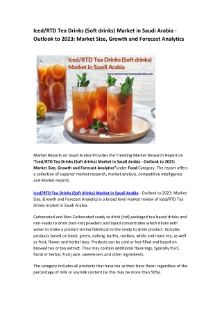 Iced/RTD Tea Drinks (Soft drinks) Market in Saudi Arabia