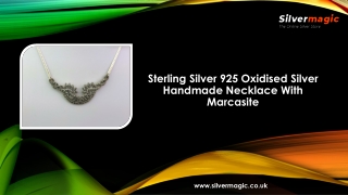 Sterling Silver 925 Oxidised Silver Handmade Necklace With Marcasite