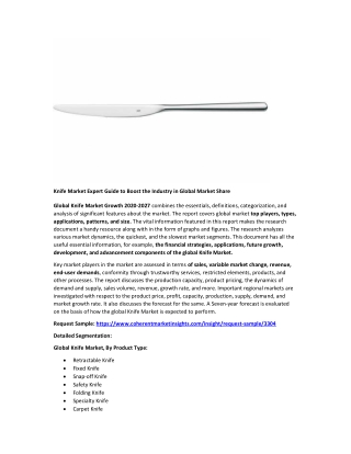 Knife Market Emerging Opportunities with Current Trends Analysis 2027