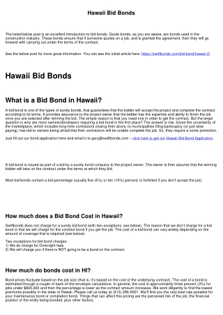 Hawaii Bid Bonds