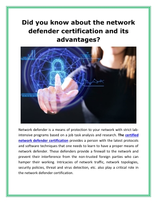 Did you know about the network defender certification and its advantages?