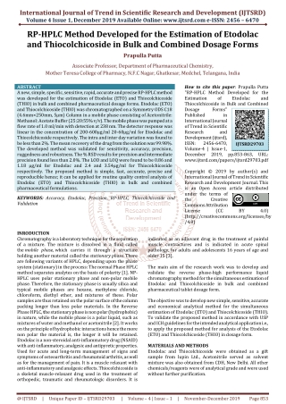 RP-HPLC Method Developed for the Estimation of Etodolac and Thiocolchicoside in Bulk and Combined Dosage Forms