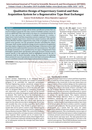 Qualitative Design of Supervisory Control and Data Acquisition System for a Regenerative Type Heat Exchanger