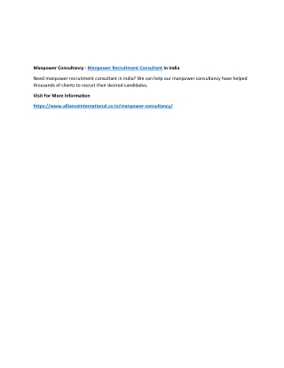 Manpower Consultancy - Manpower Recruitment Consultant in India