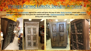 Vintage Carved Eclectic Designs Armoire