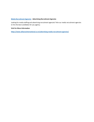 Media Recruitment Agencies - Advertising Recruitment Agencies