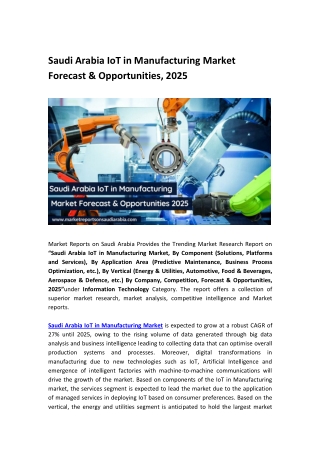 Saudi Arabia IoT in Manufacturing Market Research Report Forecast to 2025