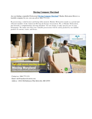 Moving Company Maryland