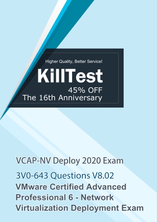 Get Confirmed Success With VMware VCAP-NV Deploy 2020 3V0-643 Practice Test V8.02 Killtest