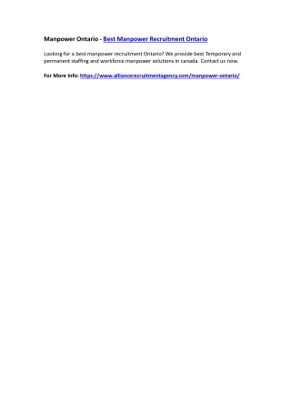 Manpower Ontario - Best Manpower Recruitment Ontario