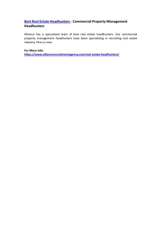 Best Real Estate Headhunters - Commercial Property Management Headhunters