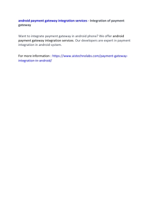 android payment gateway integration services - Integration of payment gateway