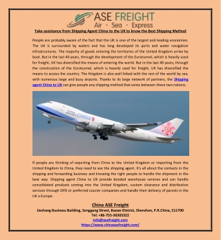Take assistance from Shipping Agent China to the UK to know the Best Shipping Method