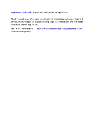 augmented reality sdk - Augmented Reality Android Application