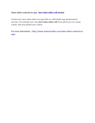 Video editor android ios app - best video editor sdk service