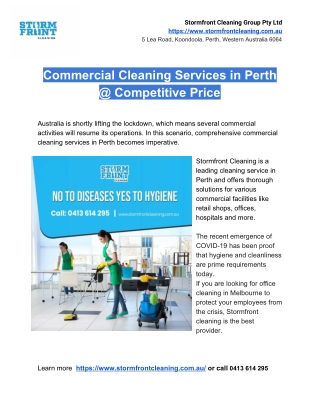 Commercial Cleaning Services in Perth @ Competitive Price