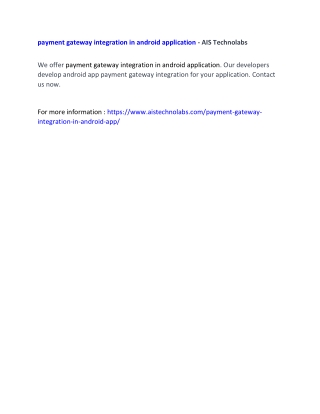 payment gateway integration in android application - AIS Technolabs